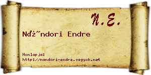 Nándori Endre névjegykártya