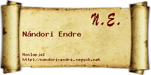 Nándori Endre névjegykártya